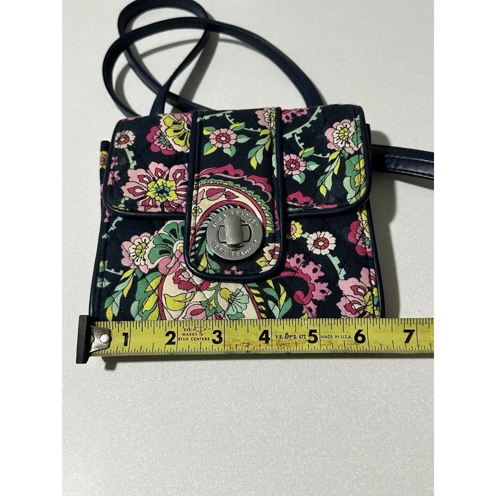 Vera Bradley Mini Turn Lock Crossbody PETAL PAISLEY Pink Floral Travel Bag Purse